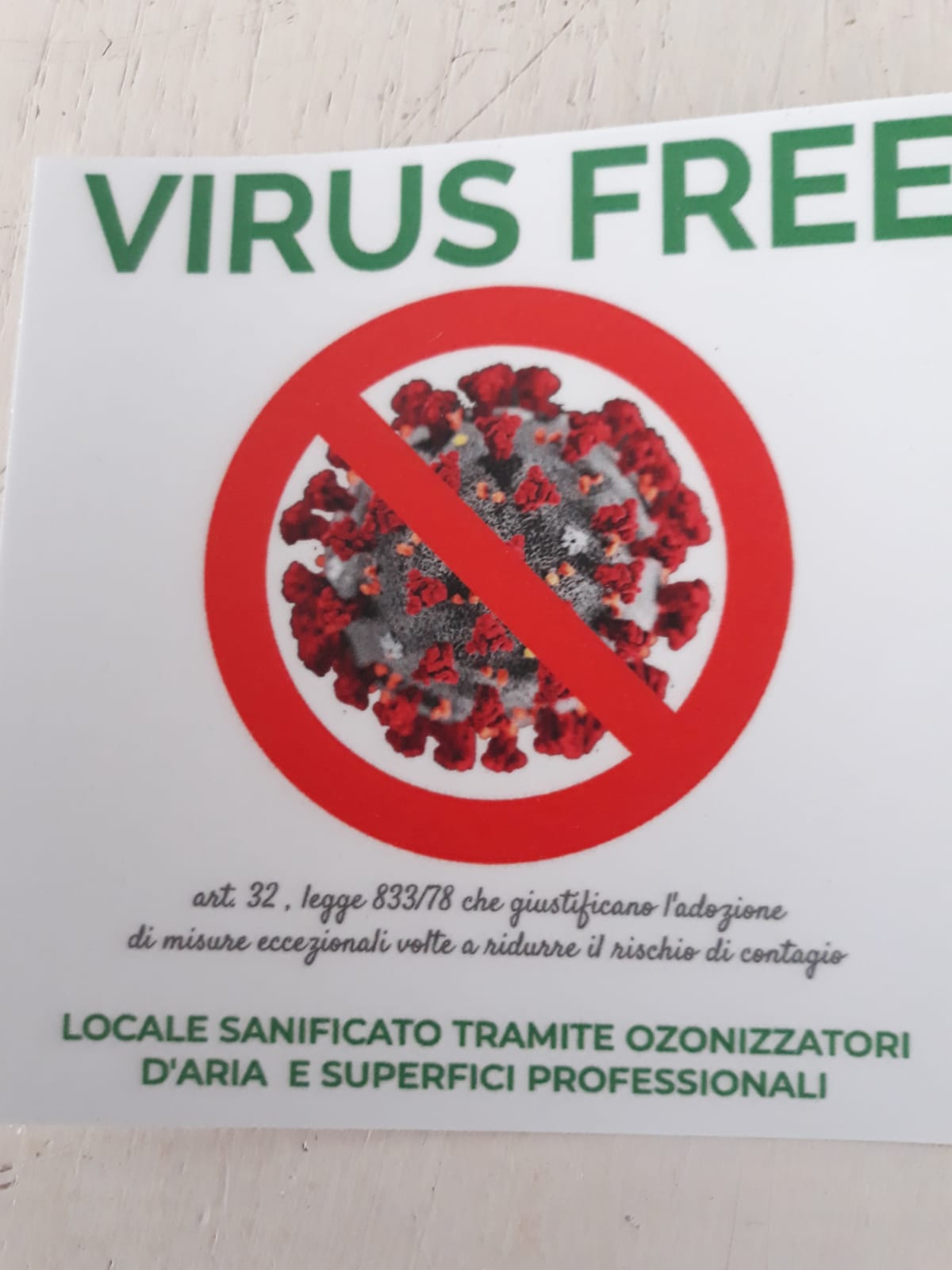 Rilascio Garanzia aria 100% Virus Free